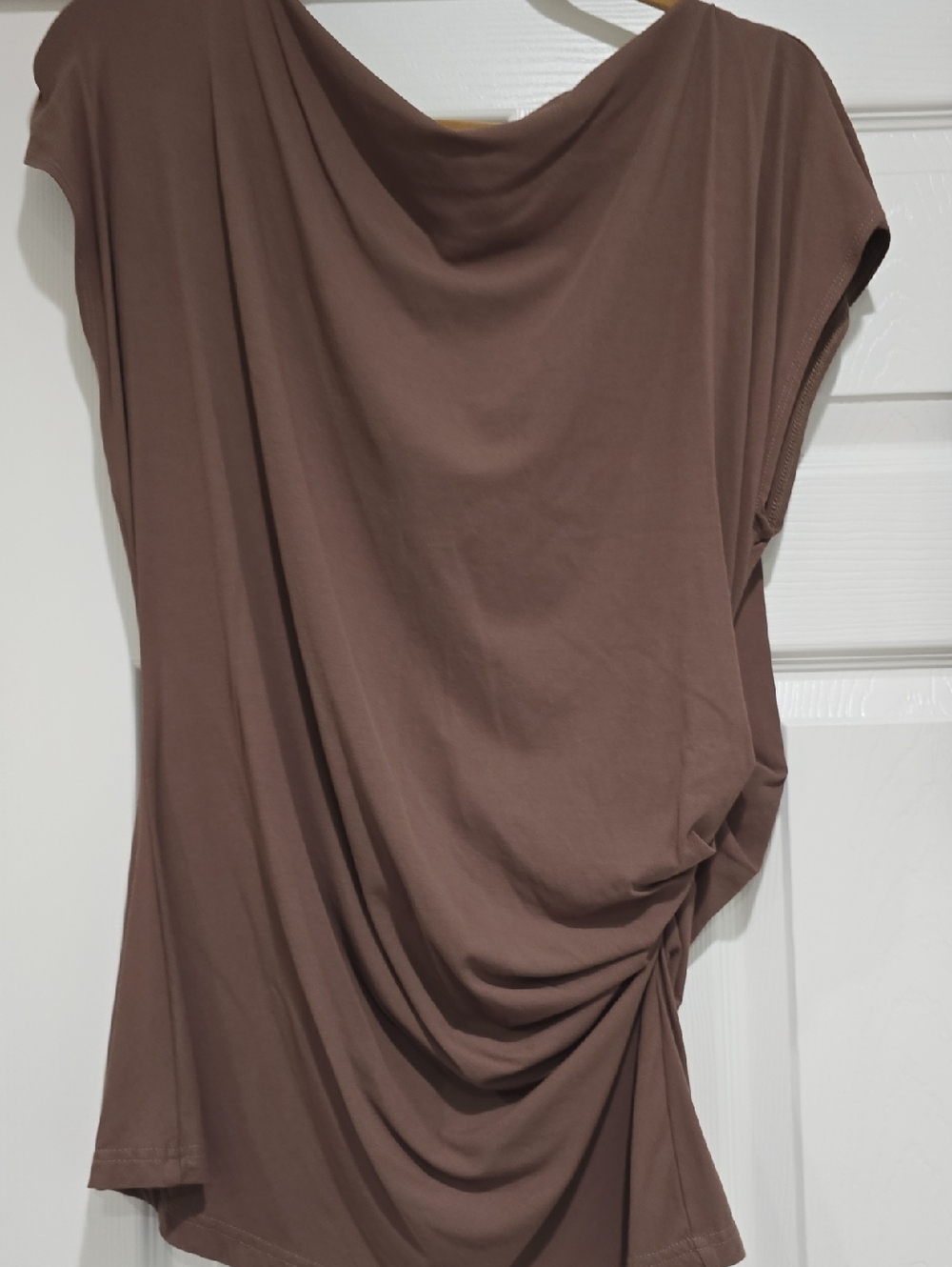 OGL Brown Draped Side-Ruching Tunic And Black Vest